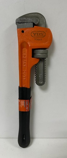 [YDS-0619] YDS ADJUSTABLE PIPE WRENCH BLACK/ORANGE GRIP 14" -CHINA-0619