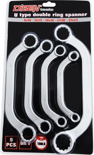 DISEN U TYPE DOUBLE RING SPANNER 5PCS-SET 8to22MM -CHINA