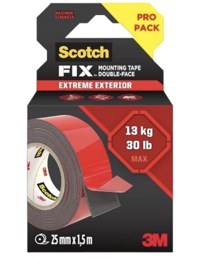 3M SCOTCH FIX DOUBLE-SIDED TAPE RED 25MMX1.5M 13KG - USA